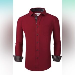 NIB Alex Vando Mens Dress Shirt Wrinkle Free Regular Fit 4-Way Stretch LARGE